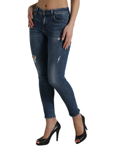 Shop Dolce & Gabbana Chic Mid Waist Stretch Denim Women's Jeans In Blue