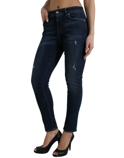 Shop Dolce & Gabbana Dark Blue Cotton Stretch Denim Skinny Women's Jeans