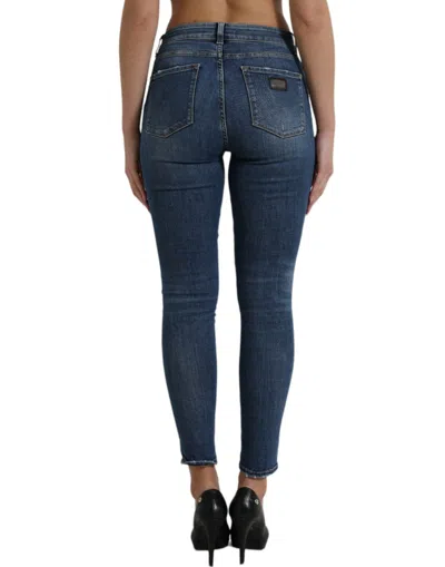 Shop Dolce & Gabbana Chic Mid Waist Stretch Denim Women's Jeans In Blue