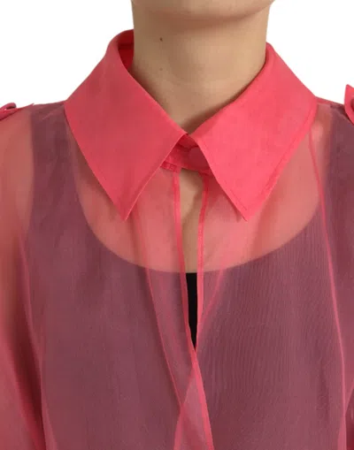 Shop Dolce & Gabbana Elegant Pink Silk Long Women's Jacket