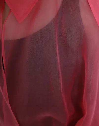 Shop Dolce & Gabbana Elegant Pink Silk Long Coat Women's Jacket