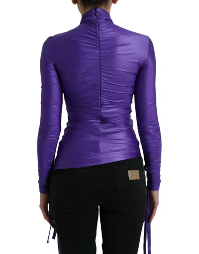 Shop Dolce & Gabbana Elegant Long Sleeve Zip-back Women's Top In Purple