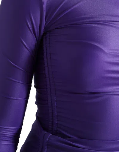 Shop Dolce & Gabbana Elegant Long Sleeve Zip-back Women's Top In Purple