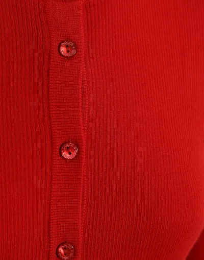 Shop Dolce & Gabbana Elegant Red Cashmere-silk Women's Cardigan