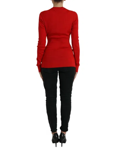 Shop Dolce & Gabbana Elegant Red Cashmere-silk Women's Cardigan