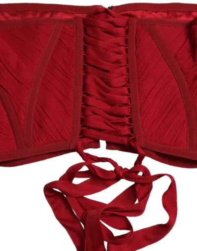 Shop Dolce & Gabbana Silk Corset Waist Belt In Fiery Women's Red