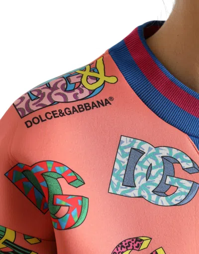 Shop Dolce & Gabbana Salmon Pink Logo Sweater - Crew Neck Women's Elegance