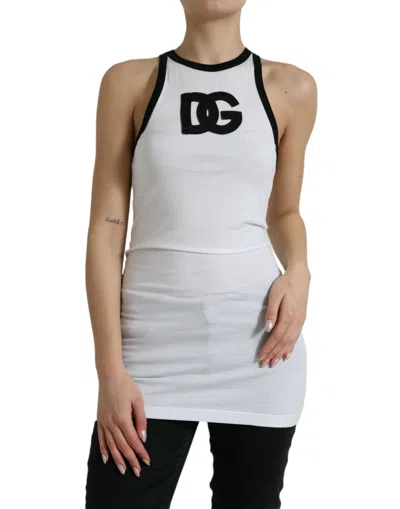 Shop Dolce & Gabbana Elegant Sleeveless Logo Tank Women's Top In White