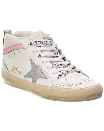 Shop Golden Goose Mid Star Leather Sneaker In White