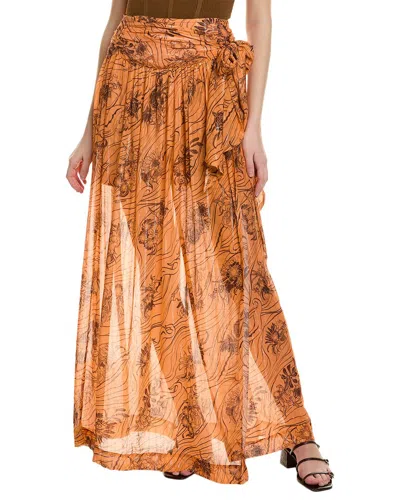 Shop Sabina Musayev Patina Silk-blend Maxi Skirt In Orange