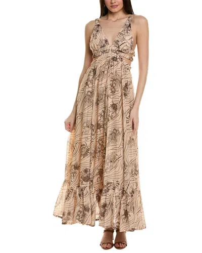 Shop Sabina Musayev Fiorello Silk-blend Maxi Dress In Brown