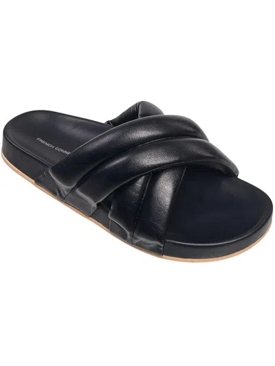 Shop French Connection Hayden Womens Vegan Leather Footbed Slide Sandals In Black