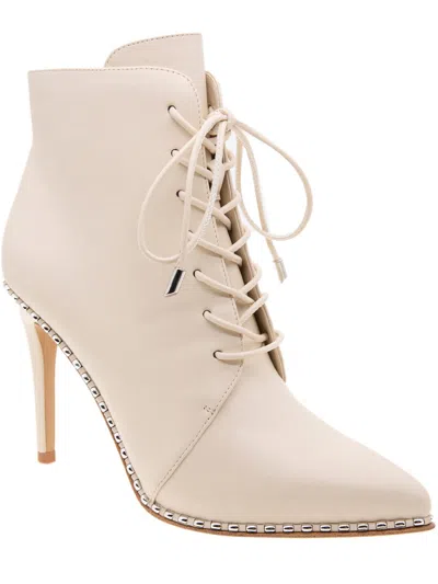 Shop Bcbgeneration Haxah Womens Faux Leather Pointed Toe Booties In White