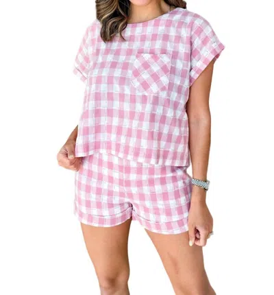 Shop Entro Gingham Shorts In Pink