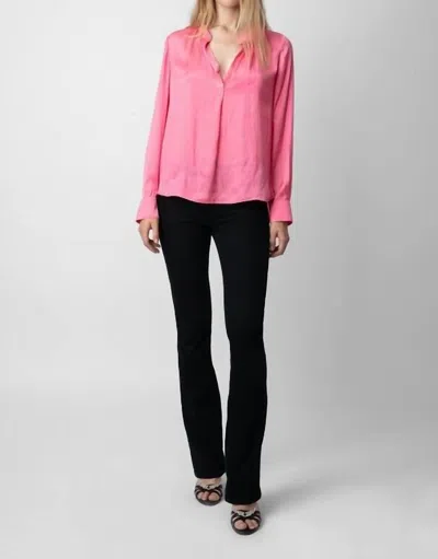 Shop Zadig & Voltaire Tink Satin Top In Rubber In Multi