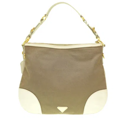 Shop Prada - Canvas Shoulder Bag () In Brown