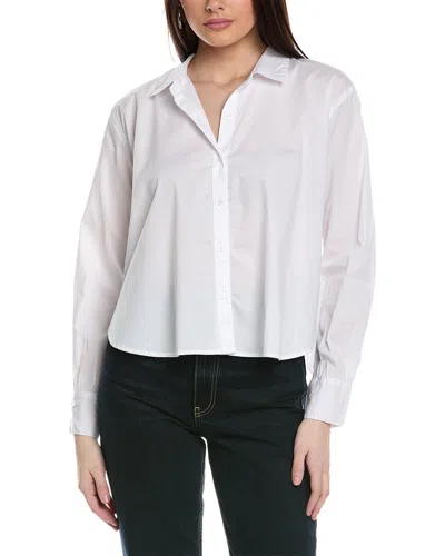 Shop Splendid Cropped Poplin Button-down Shirt In White