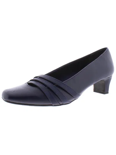 Shop Easy Street Entice Womens Faux Leather Square Toe Dress Pumps In Blue