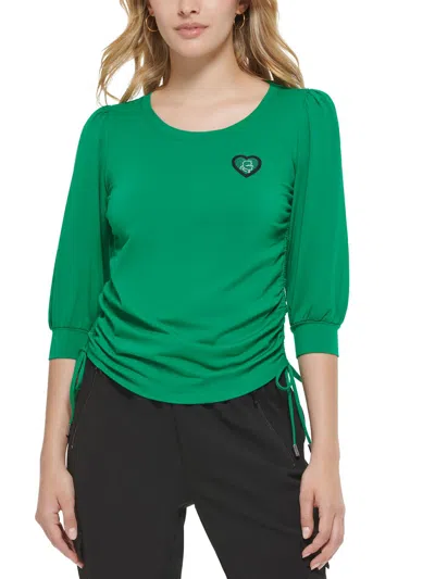 Shop Karl Lagerfeld Womens Logo Side-cinched T-shirt In Green