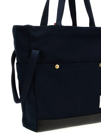 Shop Thom Browne Snap Pocket Tote Bag Blue