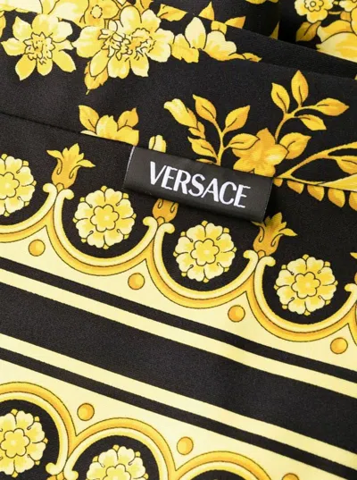 Shop Versace Gold And Black Stretch Fabric Leggings With Baroque Heriatge Print  Woman In Yellow