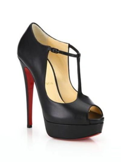 Christian Louboutin Alta Poppins T-strap Red Sole Pump, Black
