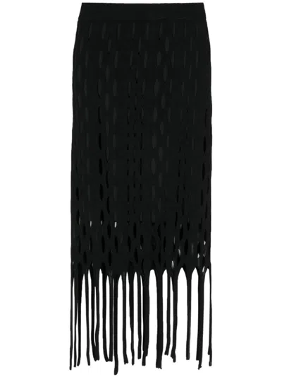 Shop Pinko Skirt With Fringes In Black