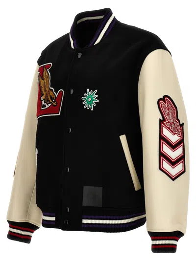 Shop Lanvin Varsity  X Future Bomber Jacket Casual Jackets, Parka White/black