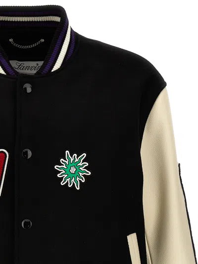 Shop Lanvin Varsity  X Future Bomber Jacket Casual Jackets, Parka White/black