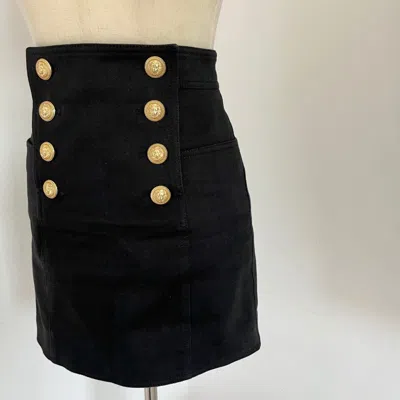 Pre-owned Balmain Black Denim Mini Skirt