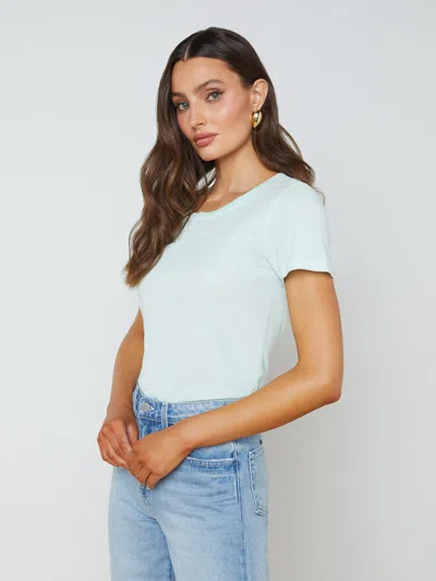 Shop L Agence Cory Cotton Scoopneck Tee In Honeydew