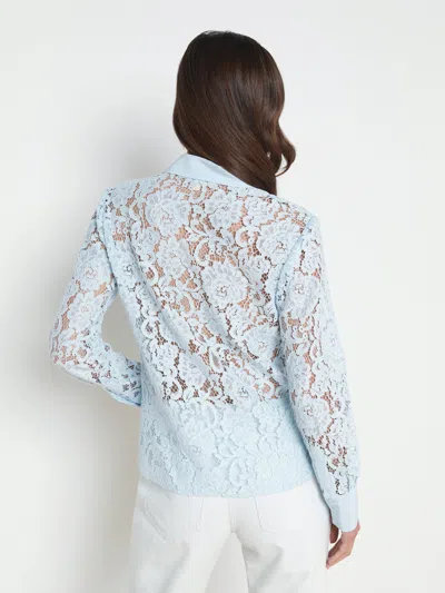 Shop L Agence Maia Floral Lace Blouse In Ice Water