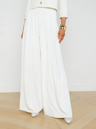 L'agence Nova Pleated Wide Leg Pants In Ivory