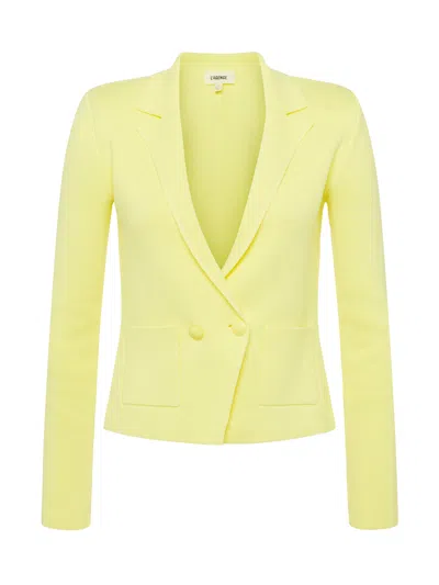 Shop L Agence Sofia Knit Blazer In Yellow Sorbet