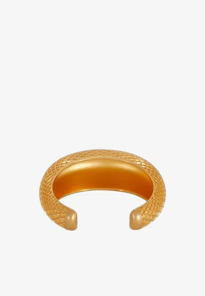 Shop Balmain 3d Engraved Signature Mesh Bracelet In Gold