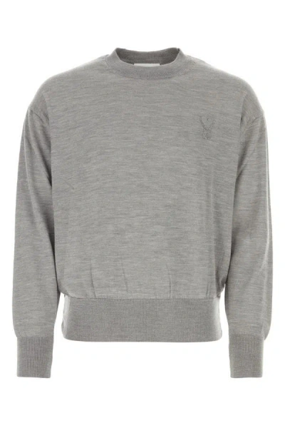 Shop Ami Alexandre Mattiussi Ami Unisex Grey Wool Sweater In Gray