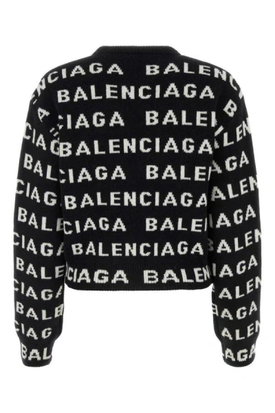 Shop Balenciaga Woman Embroidered Wool Blend Sweater In Multicolor