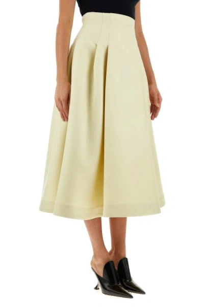 Shop Bottega Veneta Woman Ivory Wool Skirt In White