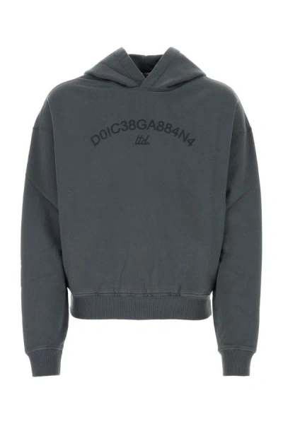 Shop Dolce & Gabbana Man Charcoal Cotton Sweatshirt In Gray