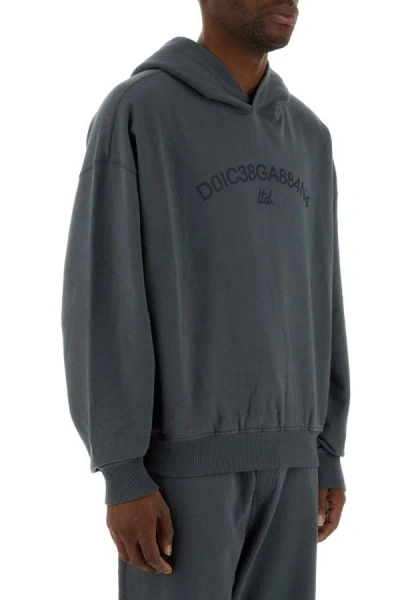 Shop Dolce & Gabbana Man Charcoal Cotton Sweatshirt In Gray