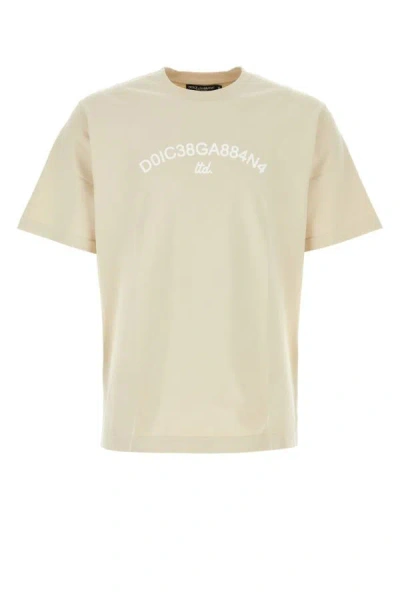Shop Dolce & Gabbana Man Sand Cotton T-shirt In Brown