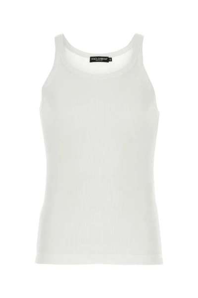 Shop Dolce & Gabbana Man White Cotton Tank Top