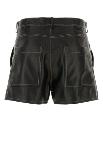 Shop Fendi Man Black Leather Shorts