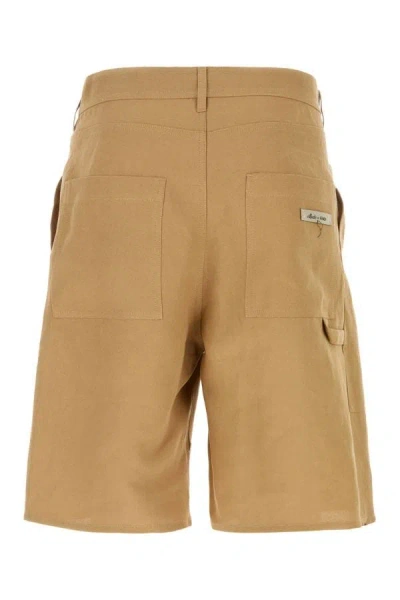 Shop Fendi Man Camel Paper Bermuda Shorts In Brown