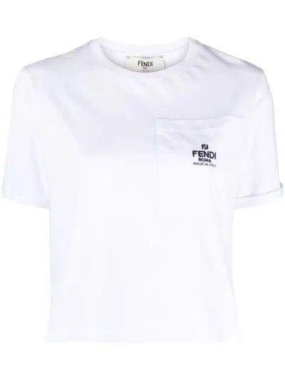 Shop Fendi Women Jersey T-shirt In White