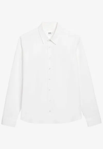 Shop Ami Alexandre Mattiussi Ami De Coeur Long-sleeved Classic Shirt In White