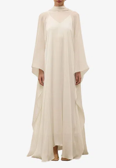 Shop Abadia Bisht Draped Kaftan Dress In White
