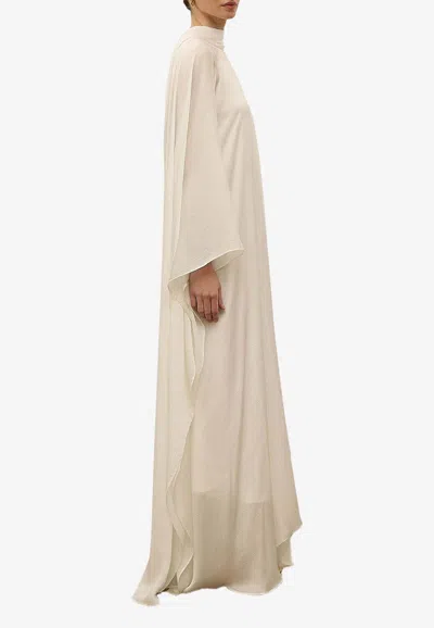 Shop Abadia Bisht Draped Kaftan Dress In White