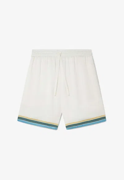 Shop Casablanca Casa Way Printed Silk Shorts In White