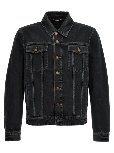 Shop Saint Laurent Denim Jacket Casual Jackets, Parka In Black